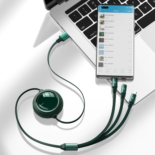 Kup Kabel USB 3w1 Baseus Bright Mirror, USB la micro USB / USB-C / Lightning, 66W, 1.2m (verde) - BSU2800GRN - {ean13} - Sklep Home Screen