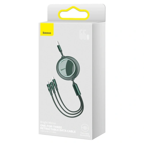 Kup Kabel USB 3w1 Baseus Bright Mirror, USB la micro USB / USB-C / Lightning, 66W, 1.2m (verde) - BSU2800GRN - {ean13} - Sklep Home Screen