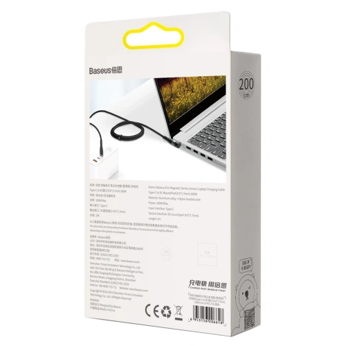Kup Kabel magnetický Baseus Zinc Magnetic, USB-C na konektor DC 4x1,7mm, 100W, PD, 2m, úhlový (černý) - BSU2802BLK - {ean13} - Sklep Home Screen