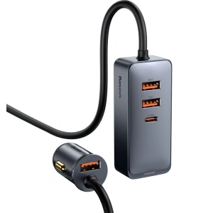 Kup Ładowarka samochodowa Baseus Share Together z przedłużaczem, 3x USB, USB-C, 120W (szara) - BSU2803GRY - {ean13} - Sklep Home Screen