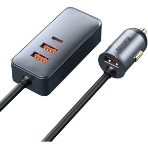 Kup Ładowarka samochodowa Baseus Share Together z przedłużaczem, 3x USB, USB-C, 120W (szara) - BSU2803GRY - {ean13} - Sklep Home Screen