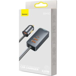 Kup Ładowarka samochodowa Baseus Share Together z przedłużaczem, 3x USB, USB-C, 120W (szara) - BSU2803GRY - {ean13} - Sklep Home Screen