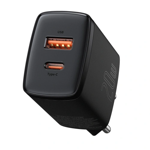 Kup Încărcătorul de rețea Baseus Compact Quick Charger, USB, USB-C, 20W (negru) - BSU2804BLK - {ean13} - Sklep Home Screen
