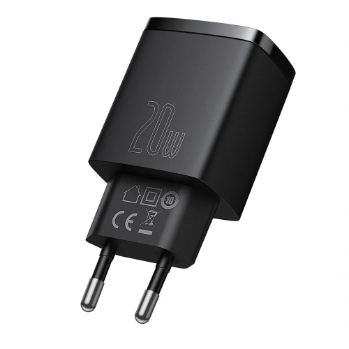 Kup Încărcătorul de rețea Baseus Compact Quick Charger, USB, USB-C, 20W (negru) - BSU2804BLK - {ean13} - Sklep Home Screen