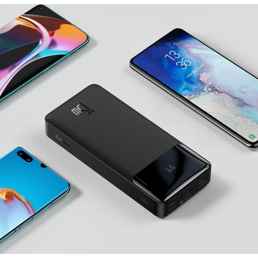 PowerBank Baseus Bipow 20000mAh, 2xUSB, USB-C, 15W (czarny)