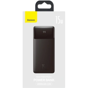 PowerBank Baseus Bipow 20000mAh, 2xUSB, USB-C, 15W (czarny)