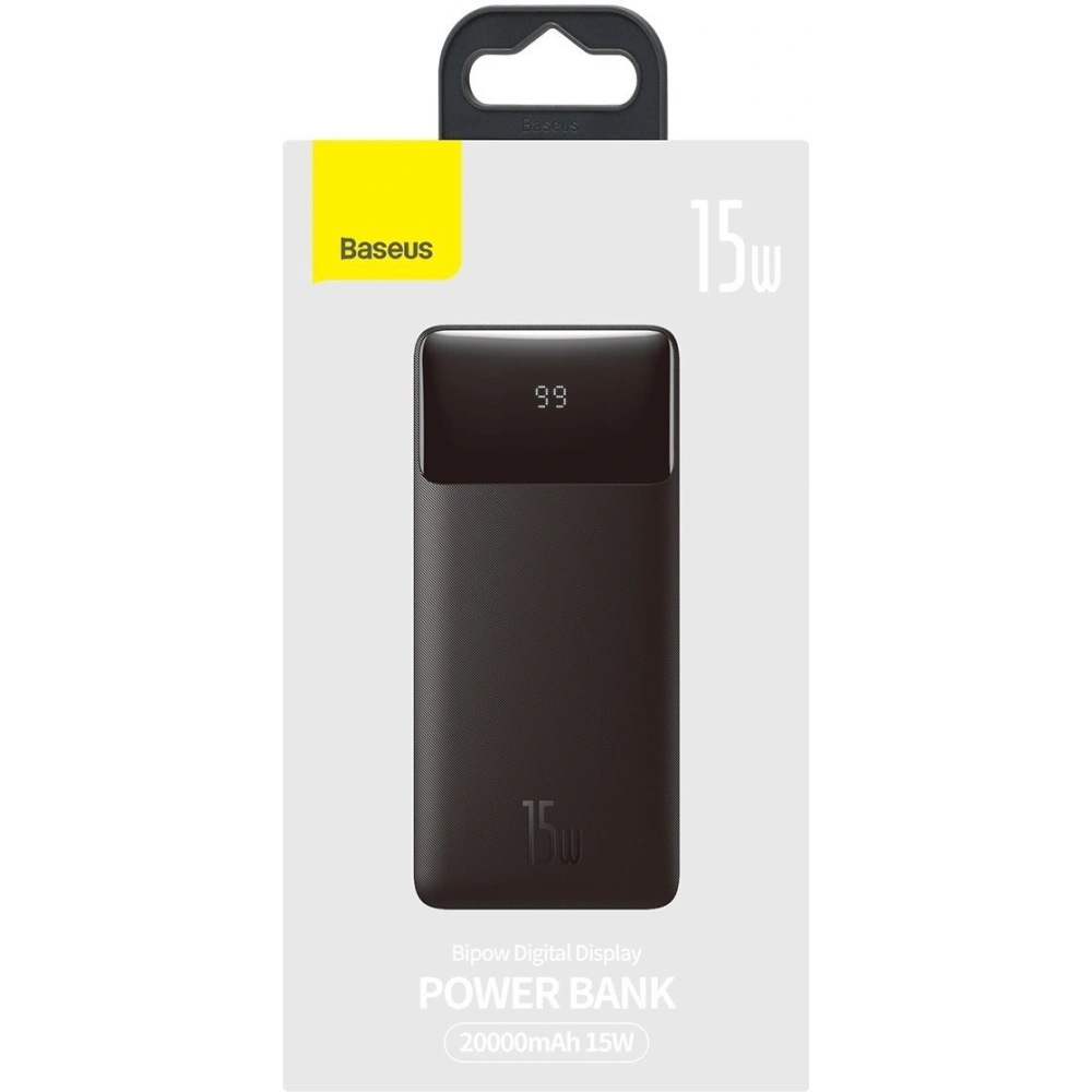 PowerBank Baseus Bipow 20000mAh, 2xUSB, USB-C, 15W (czarny)