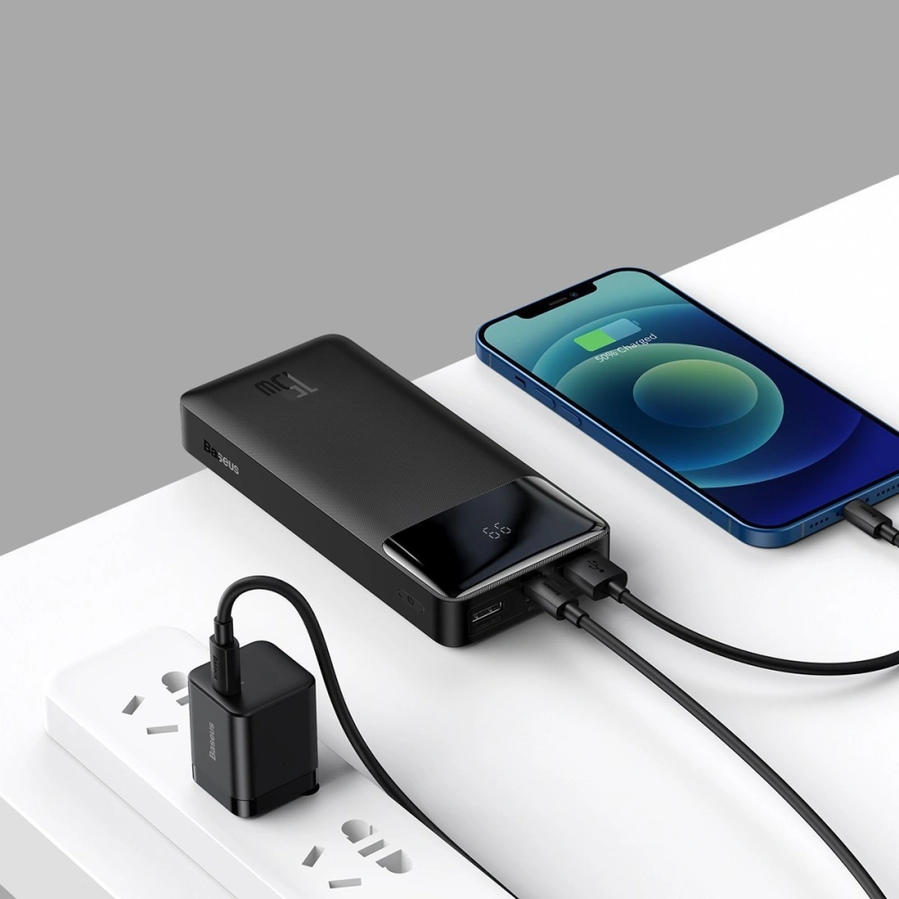PowerBank Baseus Bipow 10000mAh, 2xUSB, USB-C, 20W (czarny)