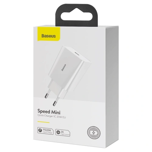 Kup Ładowarka sieciowa Baseus Speed Mini Quick Charger, USB-C, PD, 3A, 20W (biała) - BSU2808WHT - {ean13} - Sklep Home Screen