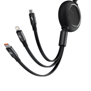 Kabel USB 3w1 Baseus Bright Mirror, USB do micro USB / USB-C / Lightning, 100W, 1.2m (czarny)