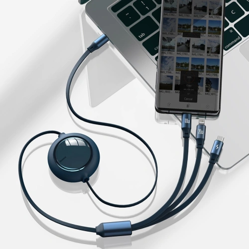 Kup Kabel USB 3w1 Baseus Bright Mirror, USB do micro USB / USB-C / Lightning, 100W, 1.2m (modrý) - BSU2810BLU - {ean13} - Sklep Home Screen