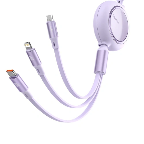 Kup Kabel USB 3w1 Baseus Bright Mirror, USB do micro USB / USB-C / Lightning, 100W, 1.2m (fioletowy) - BSU2811PRP - {ean13} - Sklep Home Screen