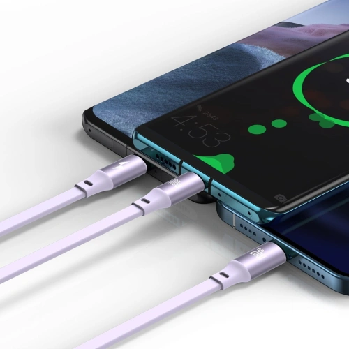 Kup Baseus 1.2m USB 3-in-1-Kabel Bright Mirror, USB zu micro USB / USB-C / Lightning, 100W, (lila) - BSU2811PRP - {ean13} - Sklep Home Screen