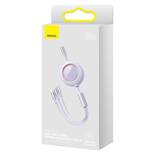 Kup Kabel USB 3w1 Baseus Bright Mirror, USB do micro USB / USB-C / Lightning, 100W, 1.2m (fioletowy) - BSU2811PRP - {ean13} - Sklep Home Screen