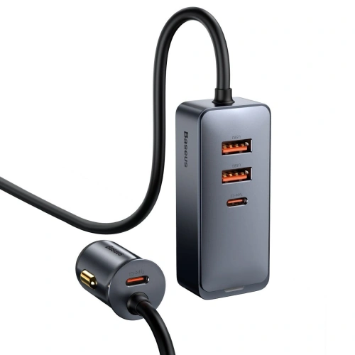 Kup Încărcător auto Baseus Share Together cu prelungitor, 2x USB, 2x USB-C, 120W (gri) - BSU2816GRY - {ean13} - Sklep Home Screen
