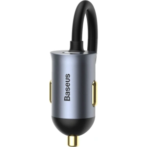 Ładowarka samochodowa Baseus Share Together z przedłużaczem, 2x USB, 2x USB-C, 120W (szara)