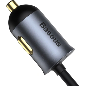 Ładowarka samochodowa Baseus Share Together z przedłużaczem, 2x USB, 2x USB-C, 120W (szara)