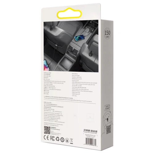 Kup Încărcător auto Baseus Share Together cu prelungitor, 2x USB, 2x USB-C, 120W (gri) - BSU2816GRY - {ean13} - Sklep Home Screen