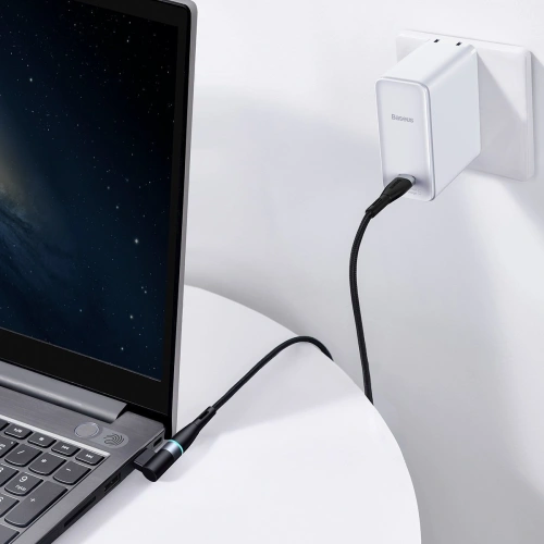 Kup Kabel magnetic Baseus Zinc Magnetic, USB-C la conector DC dreptunghiular, 100W, PD, 2m, unghiular (negru) - BSU2818BLK - {ean13} - Sklep Home Screen