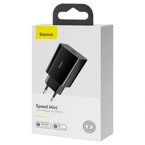 Kup Ładowarka sieciowa Baseus Speed Mini Quick Charger, USB-C, PD, 3A, 20W (czarna) - BSU2819BLK - {ean13} - Sklep Home Screen
