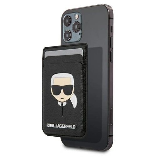 Kup Karl Lagerfeld Kartenschlitz KLWMSKHSFBK Brieftasche Kartenschlitz Saffiano Karls Head MagSafe schwarz/schwarz - KLD561BLK - {ean13} - Sklep Home Screen