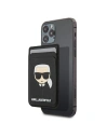 Karl Lagerfeld Kartenschlitz KLWMSKHSFBK Brieftasche Kartenschlitz Saffiano Karls Head MagSafe schwarz/schwarz