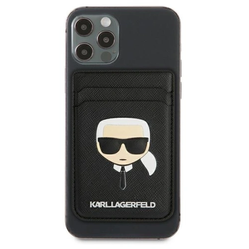 Kup Karl Lagerfeld Kartenschlitz KLWMSKHSFBK Brieftasche Kartenschlitz Saffiano Karls Head MagSafe schwarz/schwarz - KLD561BLK - {ean13} - Sklep Home Screen