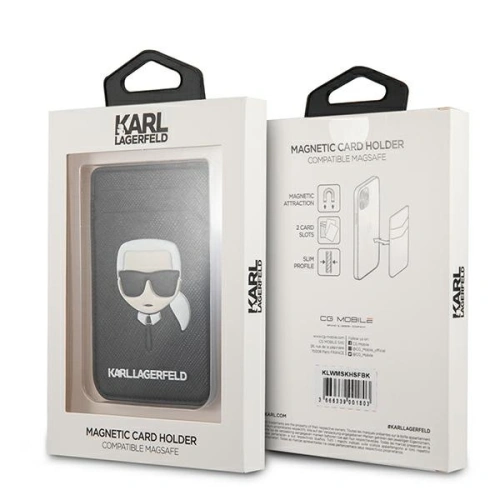 Kup Karl Lagerfeld Kartenschlitz KLWMSKHSFBK Brieftasche Kartenschlitz Saffiano Karls Head MagSafe schwarz/schwarz - KLD561BLK - {ean13} - Sklep Home Screen