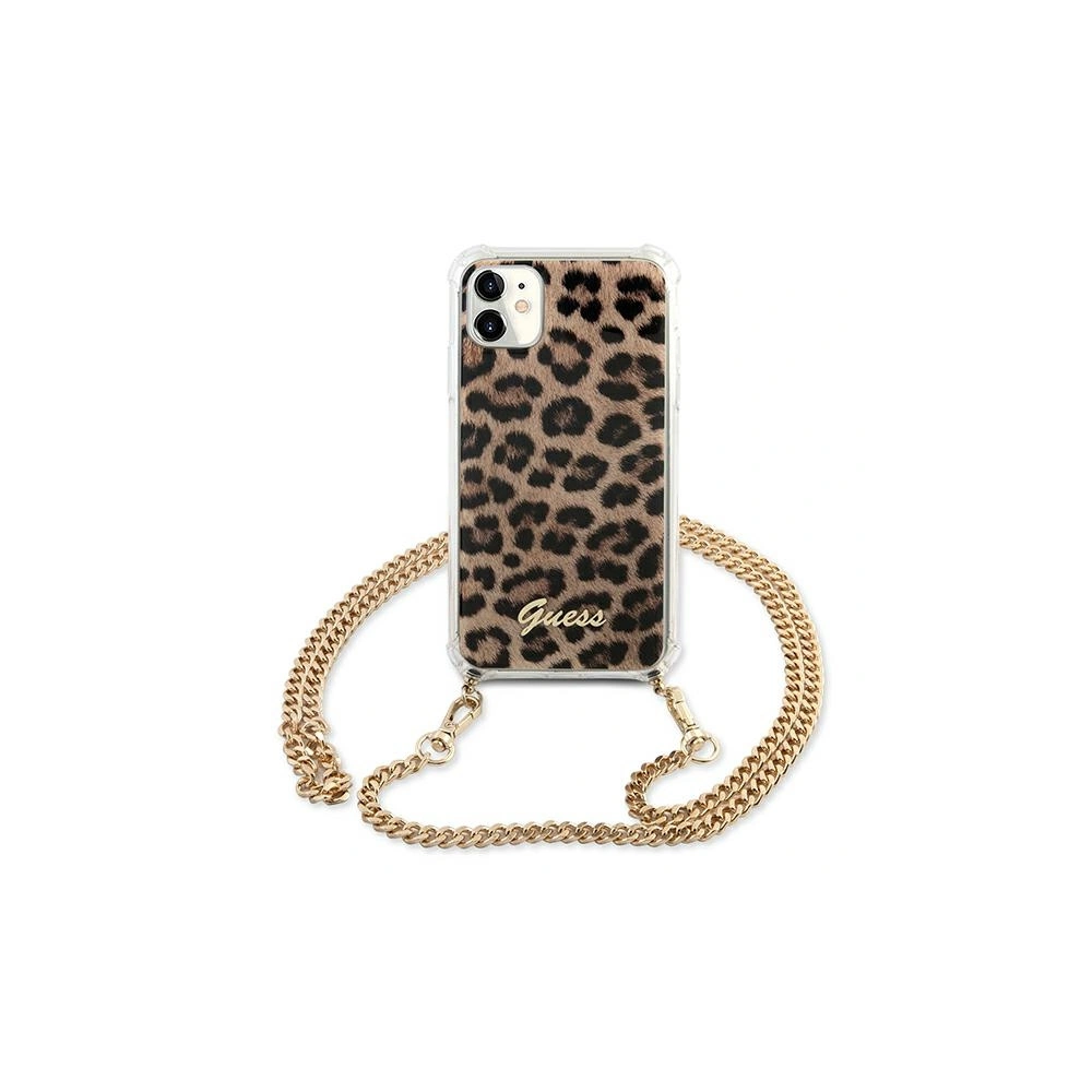 Guess GUHCN61KCLEO Apple iPhone 11 Leopard hardcase Gold Strap