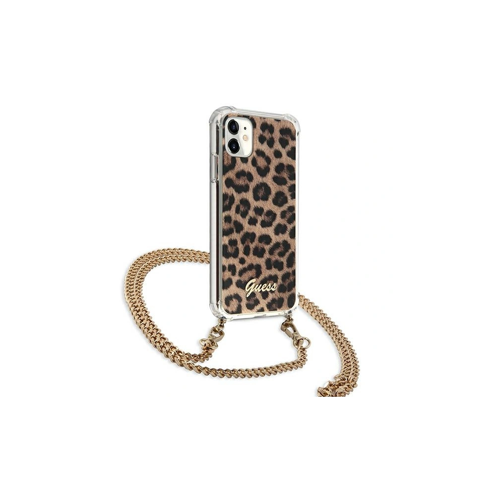 Guess GUHCN61KCLEO Apple iPhone 11 Leopard hardcase Gold Strap