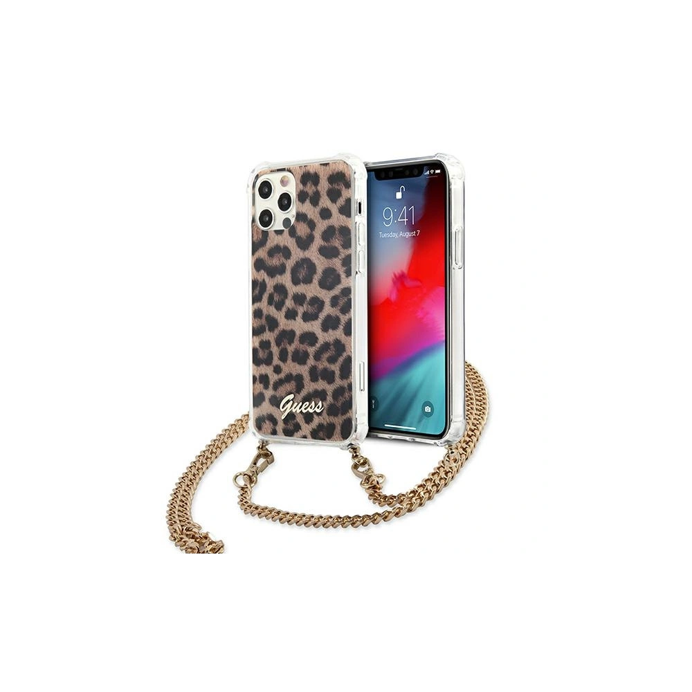 Etui Guess GUHCP12LKCLEO Apple iPhone 12 Pro Max Leopard hardcase Gold Strap