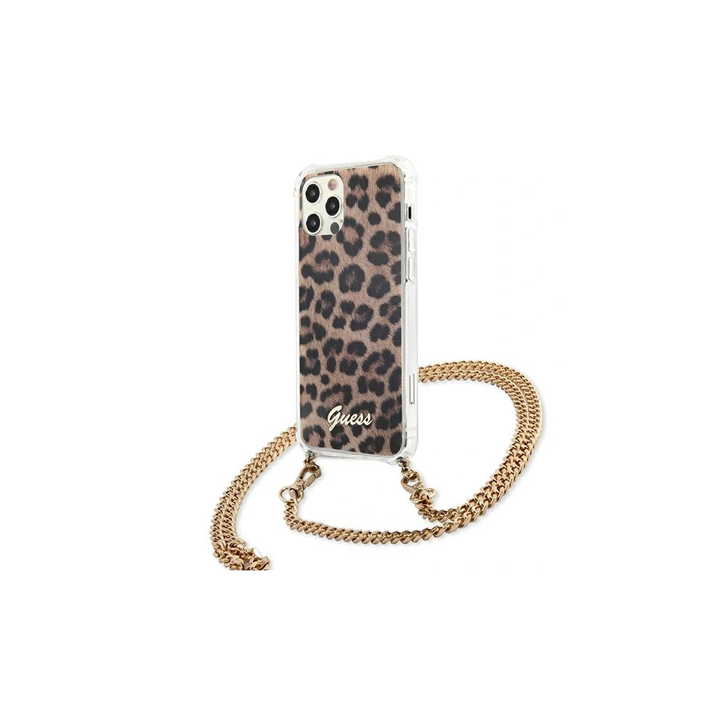 Etui Guess GUHCP12LKCLEO Apple iPhone 12 Pro Max Leopard hardcase Gold Strap
