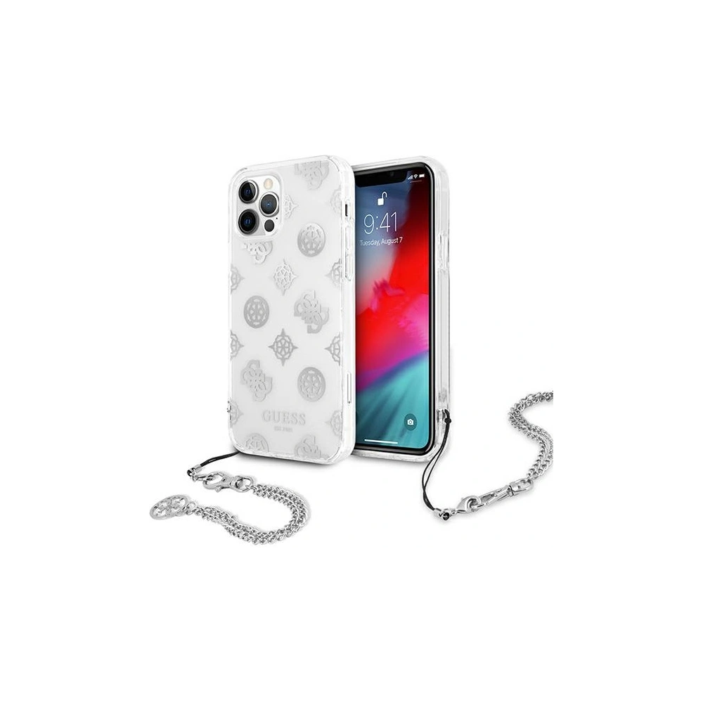 Etui Guess GUHCP12LKSPESI Apple iPhone 12 Pro Max srebrny/silver hardcase Peony Chain Collection