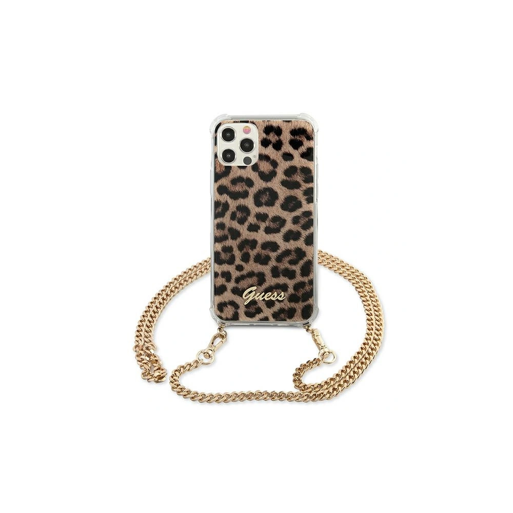 Etui Guess GUHCP12MKCLEO Apple iPhone 12/12 Pro Leopard hardcase Gold Strap