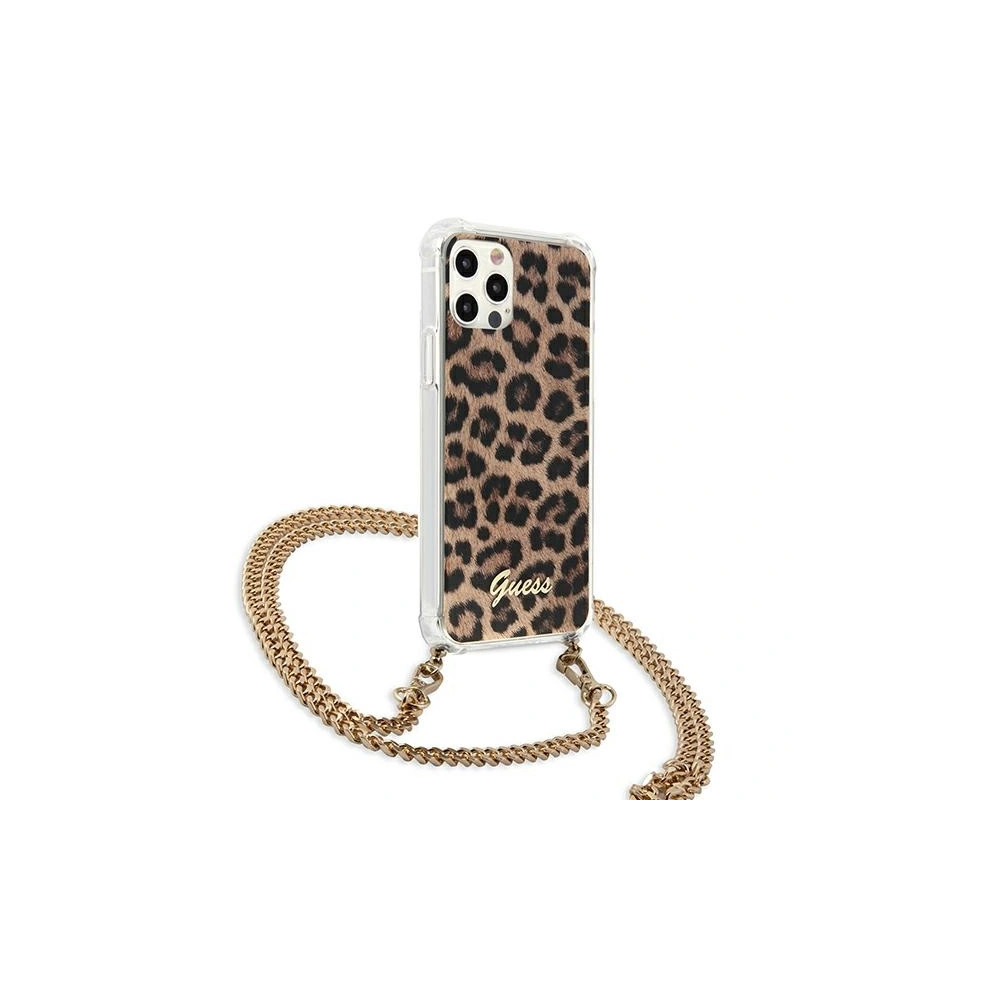 Etui Guess GUHCP12MKCLEO Apple iPhone 12/12 Pro Leopard hardcase Gold Strap