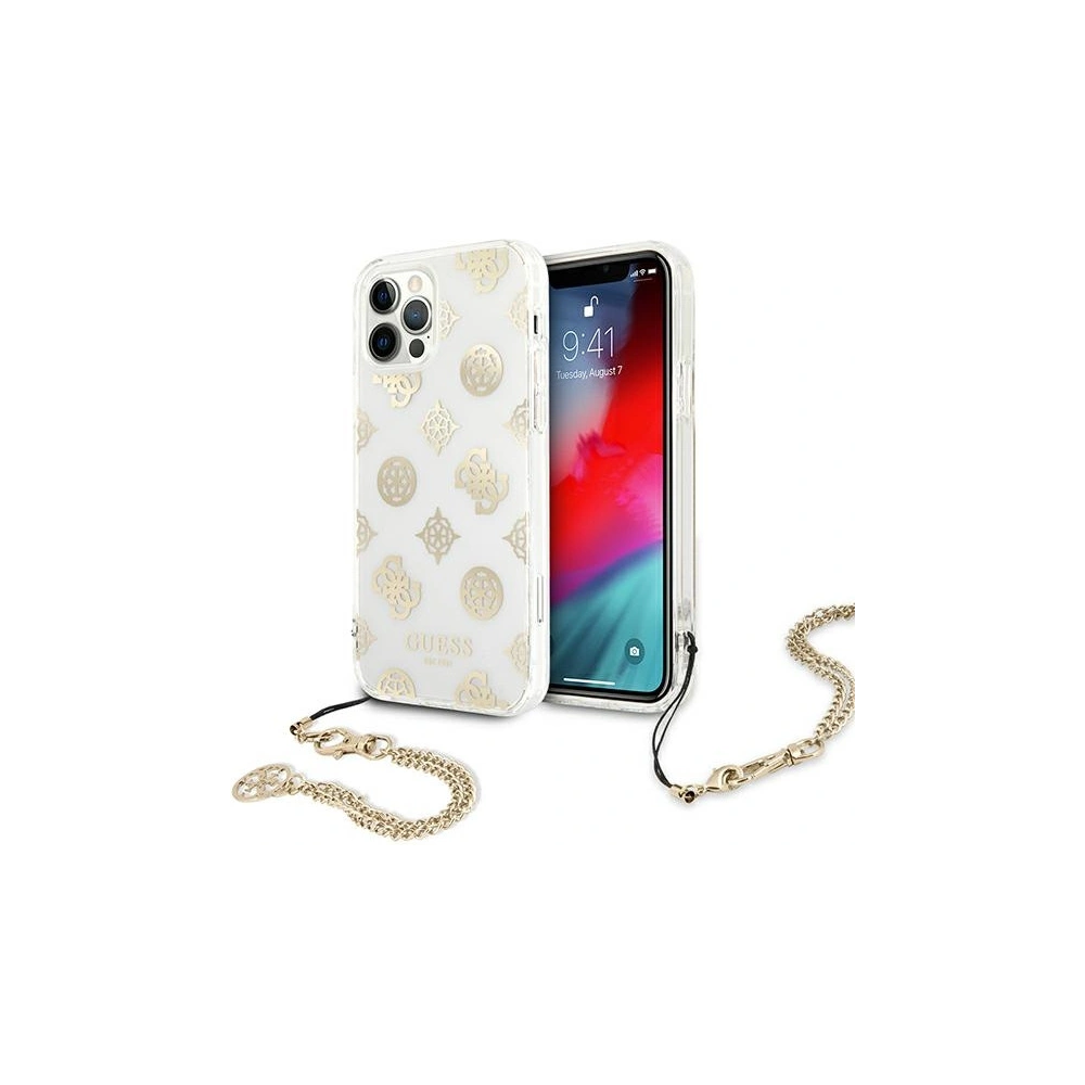 Etui Guess GUHCP12MKSPEGO Apple iPhone 12/12 Pro złoty/gold hardcase Peony Chain Collection