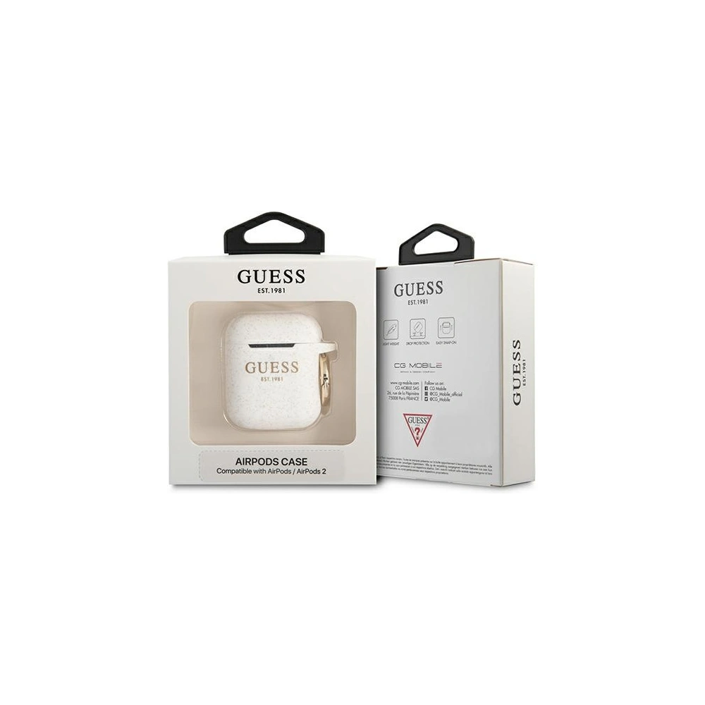 Etui Guess GUA2SGGEH Apple AirPods cover biały/white Silicone Glitter