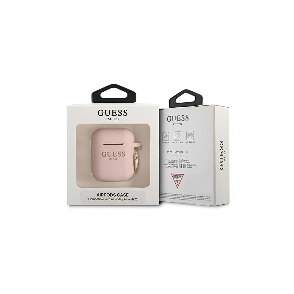 Etui Guess GUA2SGGEP Apple AirPods cover różowy/pink Silicone Glitter