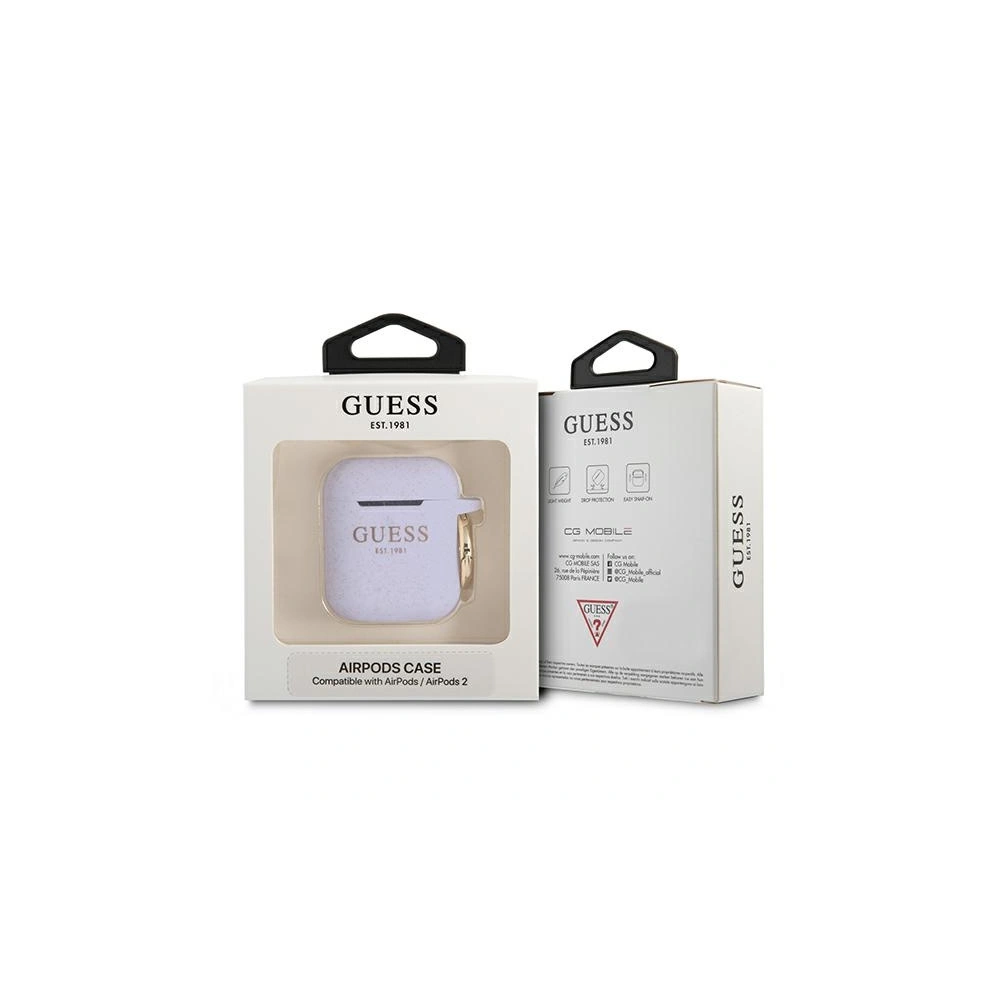 Etui Guess GUA2SGGEU Apple AirPods cover purpurowy/purple Silicone Glitter