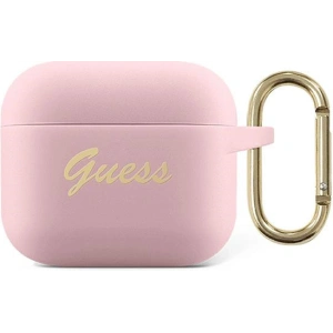 Kup Etui Guess GUA2SSSI pentru Apple AirPods, roz/pink, silicon, script vintage - GUE1090PNK - {ean13} - Sklep Home Screen