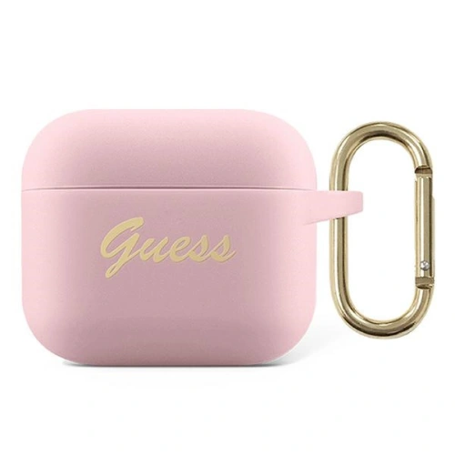 Kup Etui Guess GUA2SSSI Apple AirPods cover różowy/pink Silicone Vintage Script - GUE1090PNK - {ean13} - Sklep Home Screen
