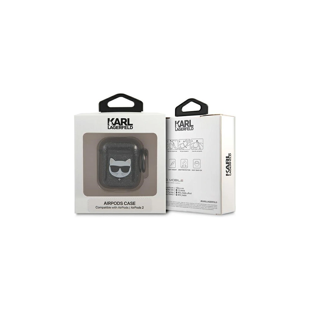 Etui Karl Lagerfeld KLA2UCHGK Apple AirPods cover czarny/black Glitter Choupette