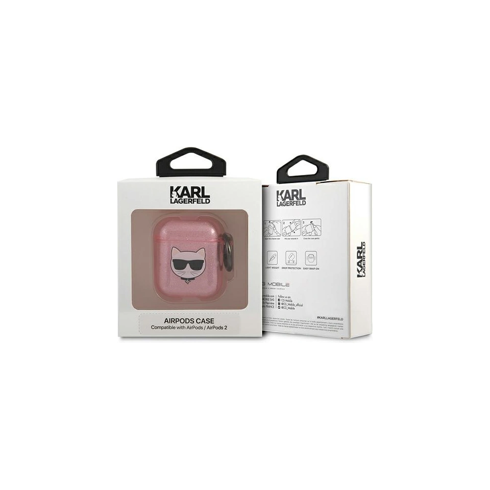 Etui Karl Lagerfeld KLA2UCHGP Apple AirPods cover różowy/pink Glitter Choupette