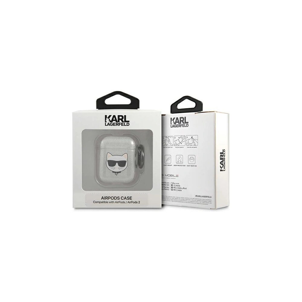 Etui Karl Lagerfeld KLA2UCHGS Apple AirPods cover srebrny/silver Glitter Choupette