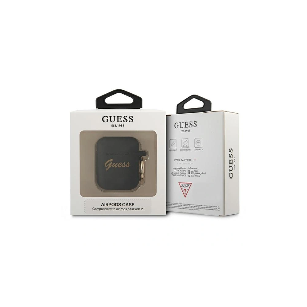 Etui Guess GUA2SSSK Apple AirPods cover czarny/black Silicone Vintage Script