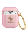 Etui Guess GUA2UCG4GP capac pentru Apple AirPods roz/pink Glitter Collection
