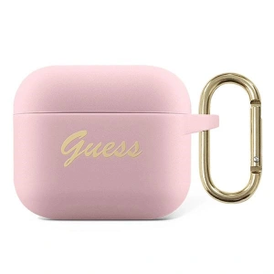 Kup Etui Guess GUA3SSSI Apple AirPods 3 cover różowy/pink Silicone Vintage Script - GUE1105PNK - {ean13} - Sklep Home Screen