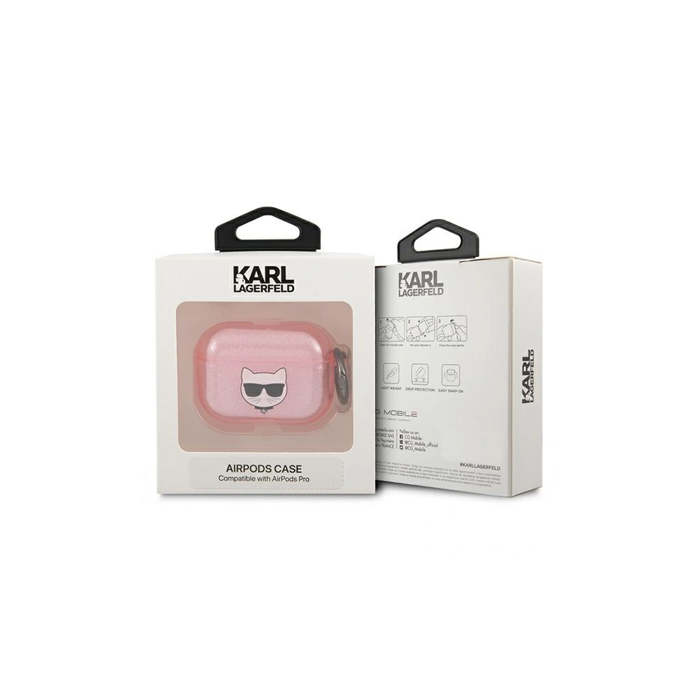 Etui Karl Lagerfeld KLAPUCHGP Apple AirPods Pro cover różowy/pink Glitter Choupette
