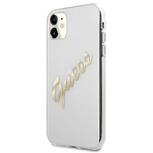 Buy Guess GUHCN61KTRSVGO Apple iPhone 11 Transparent hardcase Vintage Script Gold - GUE1132CL - {ean13} - Home Screen Store Europe