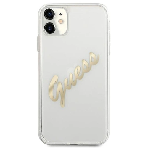 Buy Guess GUHCN61KTRSVGO Apple iPhone 11 Transparent hardcase Vintage Script Gold - GUE1132CL - {ean13} - Home Screen Store Europe